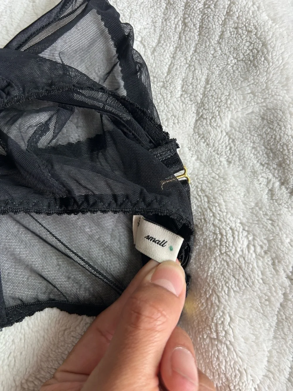Bordelle. ART DECO MESH WRAP BRA BLACK in Small - Picture 6 of 9